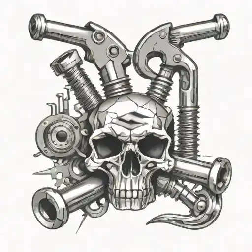 Incorporate tools of the trade like wrenches and pipes into a geometric design symbolizing hard work tattoo design idea