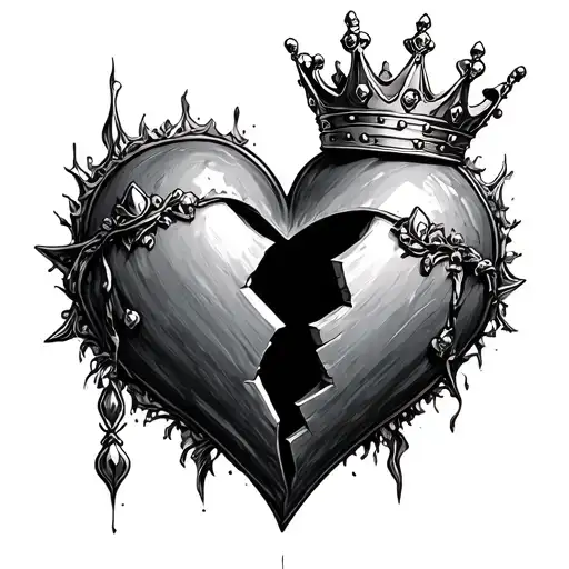 broken heart with a Prince crown on top  tattoo design idea