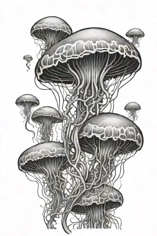 jellyfish waterscape tattoo design idea