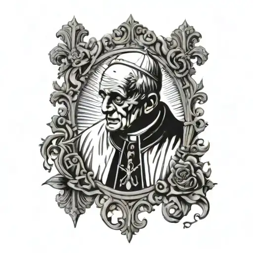 Pope crying blood tattoo design idea