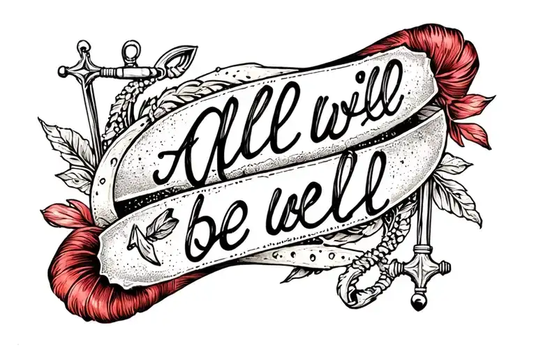"All will be well" anchor  tattoo design idea