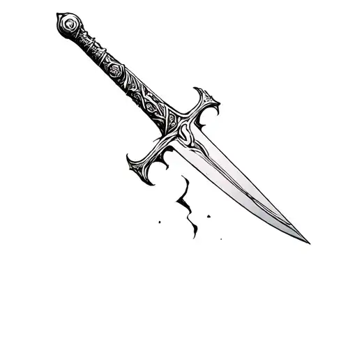 Broken double edge sword tattoo design idea