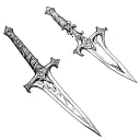 Broken double edge sword tattoo design idea