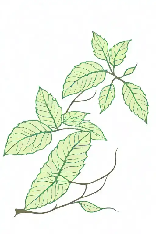 mint leaves with branch tattoo design idea