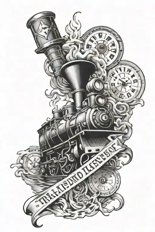 long island, train, gambling addiction combined tattoo design idea