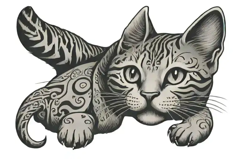 Words: meow meow tattoo design idea