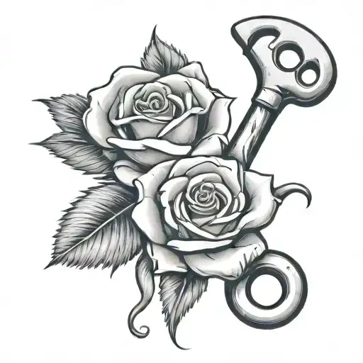 A tattoo of a wrench and a rose intertwined, symbolizing the balance between your occupation as a plumber and your love for your wife tattoo design idea