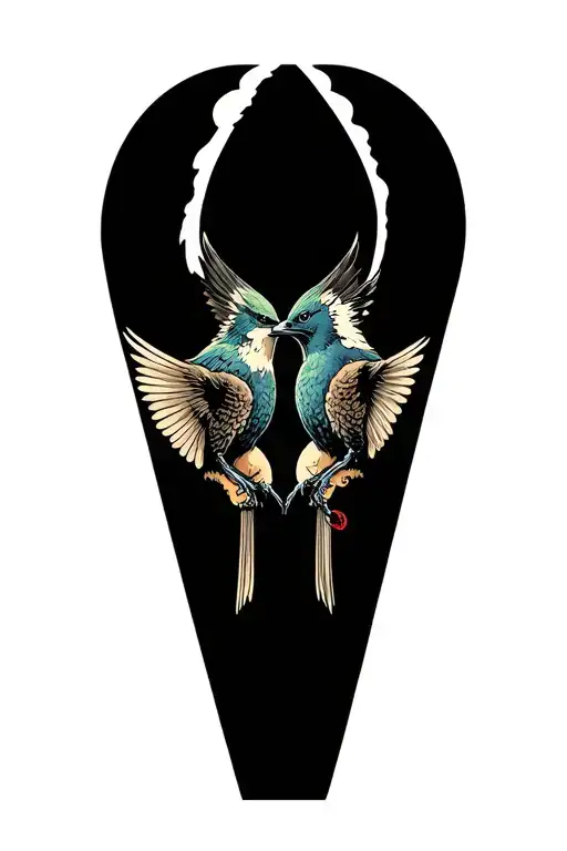 "Archer & Mack" swallows facing each tattoo design idea