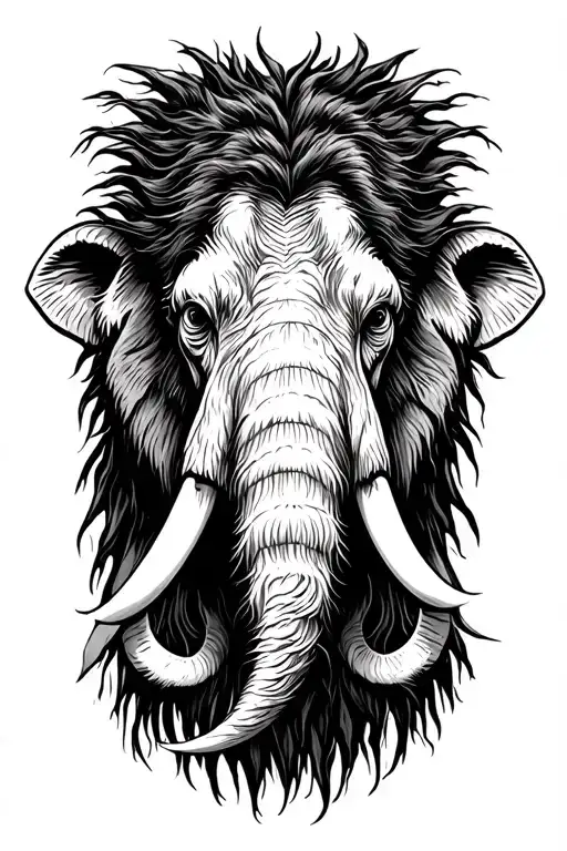 mammoth head tattoo design idea