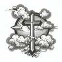 cross, clouds forming the shape tattoo design idea