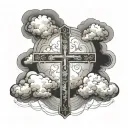 cross, clouds forming the shape tattoo design idea