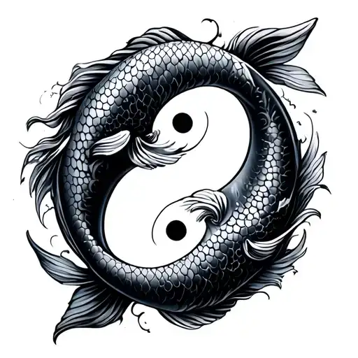 yin yang koi tattoo design idea