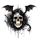 Gothic, bats , skull  tattoo design idea