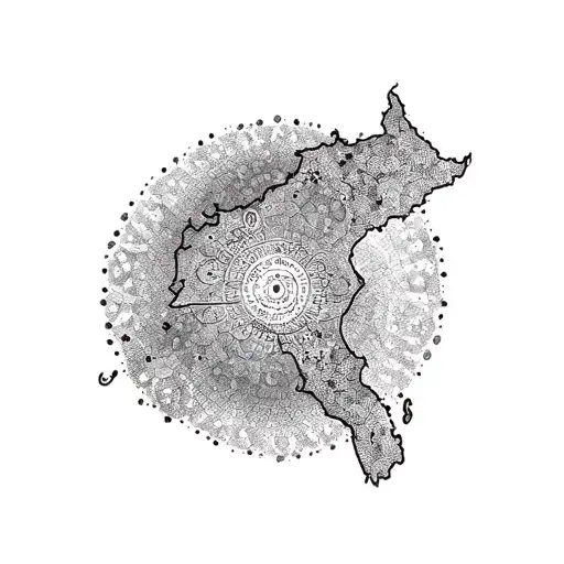 Laos map wit tattoo design idea