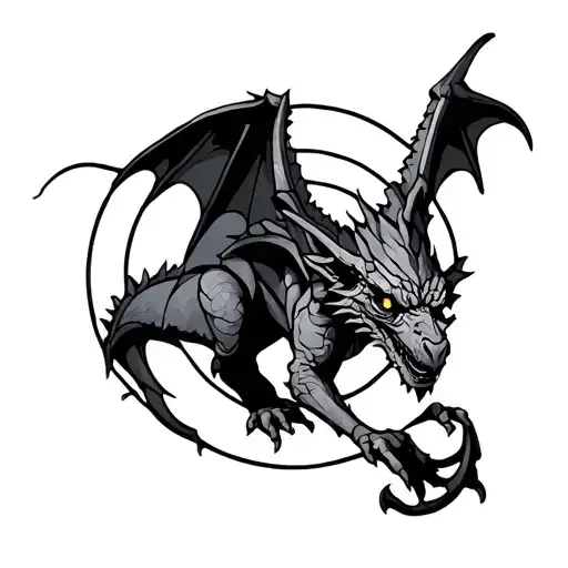 stain glass window gothic gargoyle tattoo design idea