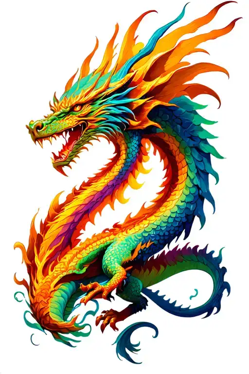 Dragon and Phoenix Rising tattoo design idea