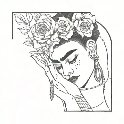 lune frida kahlo hand tattoo design idea