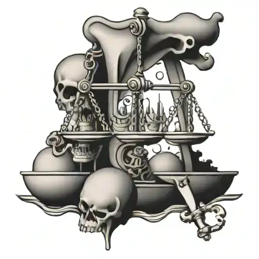 Libra scale with skull piles and few rises   tattoo design idea