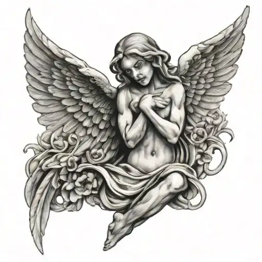 Stone Angel tattoo design idea