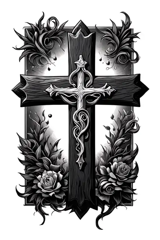 biblical cross and scripture  tattoo design idea