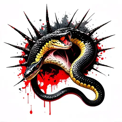 Wild anaconda snake with tree spines forming the shape tattoo design idea