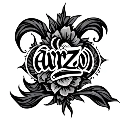 just the name " aarzoo" hindi text tattoo design idea