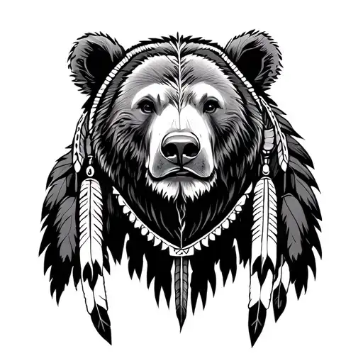gemini bear native American blackfoot tattoo design idea