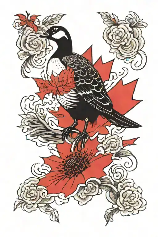 Canada Goose with canadian flag simple tattoo tattoo design idea