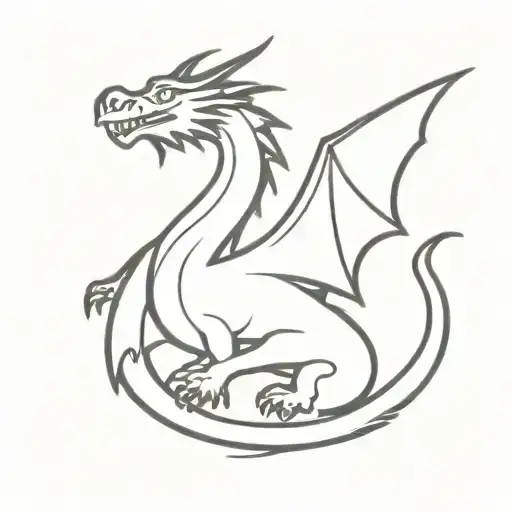 small simple dragon in an Asian ink style tattoo tattoo design idea
