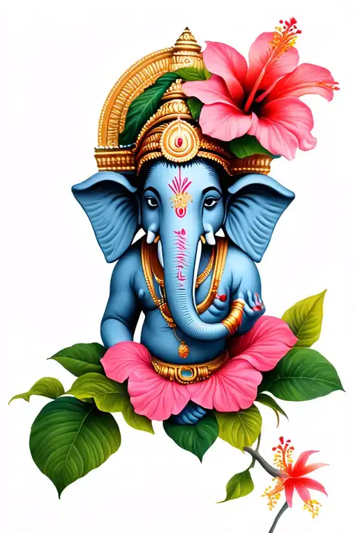 ganpati hibiscous kailash tattoo design idea