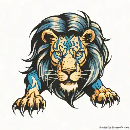 lion with blue eyes tattoo design idea