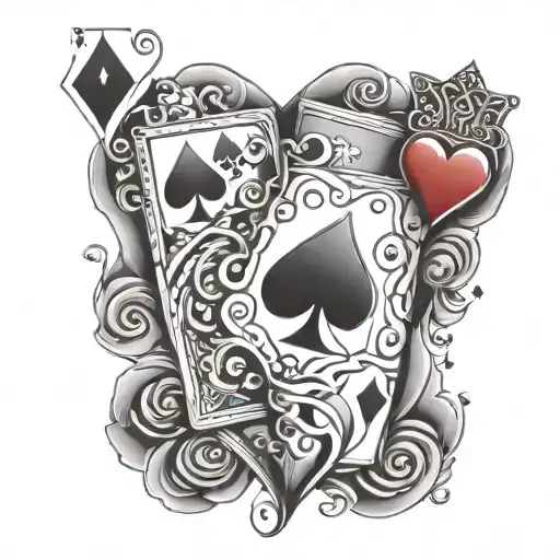 jack of hearts and ace of hearts one heart tattoo design idea
