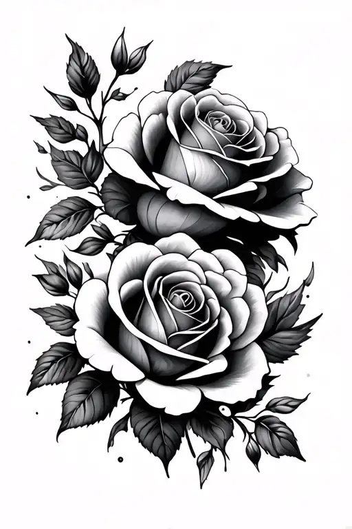 Roses and flowers tattoo design idea