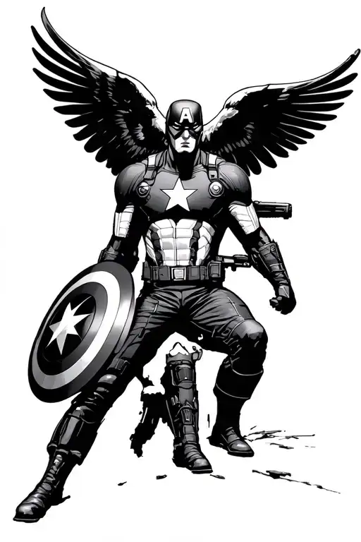 winter soldier and Captain america tattoo design idea