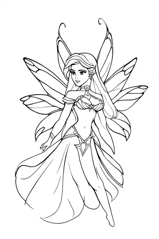 princess zelda sexy fairy tattoo design idea