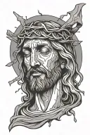 Jesus Christ statue crying tattoo design idea