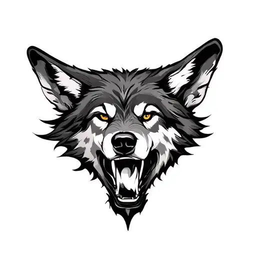 Draw a tattoo idea with a Turkish Ottoman Empire with wolf howling tattoo design idea