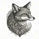 fox heart shape tattoo design idea