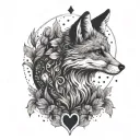 fox heart shape tattoo design idea