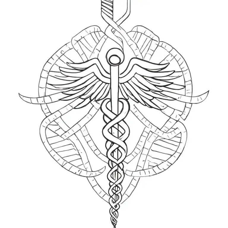 caduceus dna strand tattoo design idea