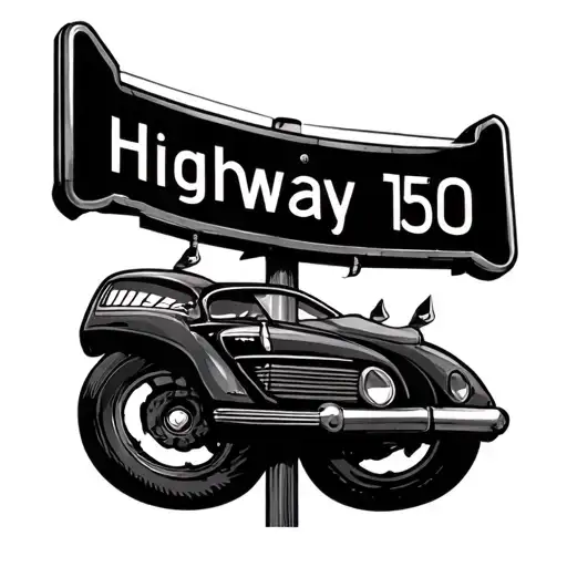 highway sign 150 tattoo design idea