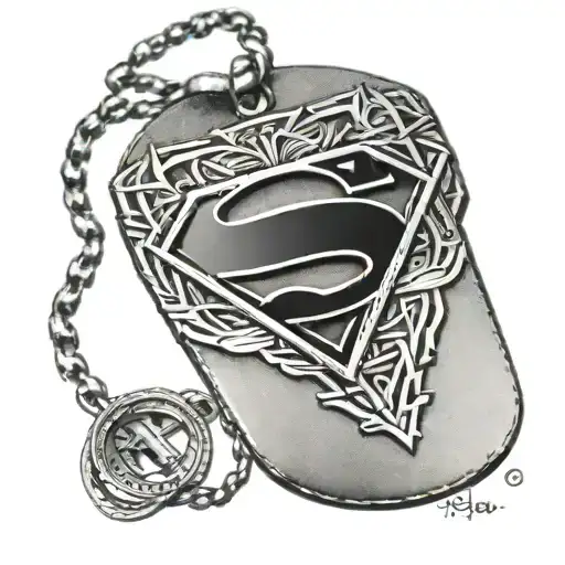 Superman logo on a military dog ​​tag tattoo design idea