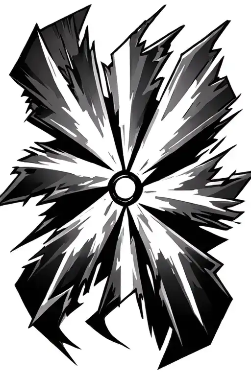a vertical thunder flash cuttings through a shuriken with 8 edges tattoo design idea