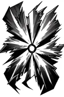 a vertical thunder flash cuttings through a shuriken with 8 edges tattoo design idea