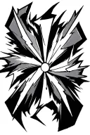 a vertical thunder flash cuttings through a shuriken with 8 edges tattoo design idea