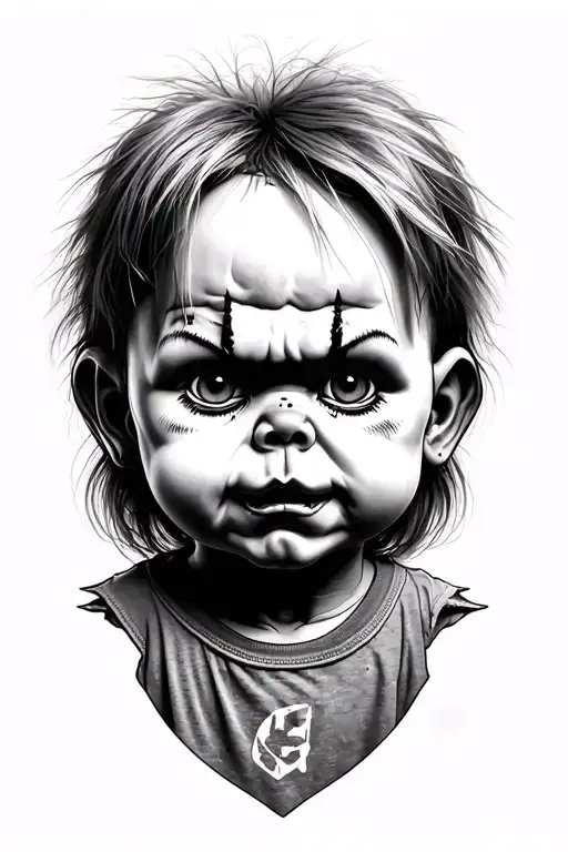 chucky doll portrait tattoo tattoo design idea