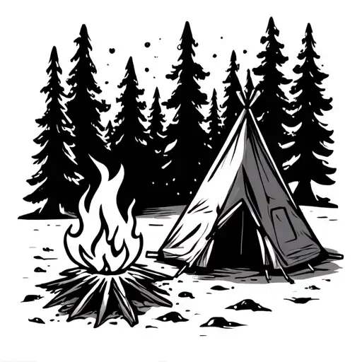 tent,campfire,bestfriends,beer,gaming tattoo design idea