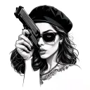 Woman Beret Glass with Glock tattoo design idea