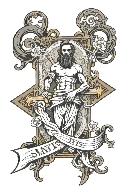 Saint Jude Thaddeus with cros 3 noad tattoo design idea