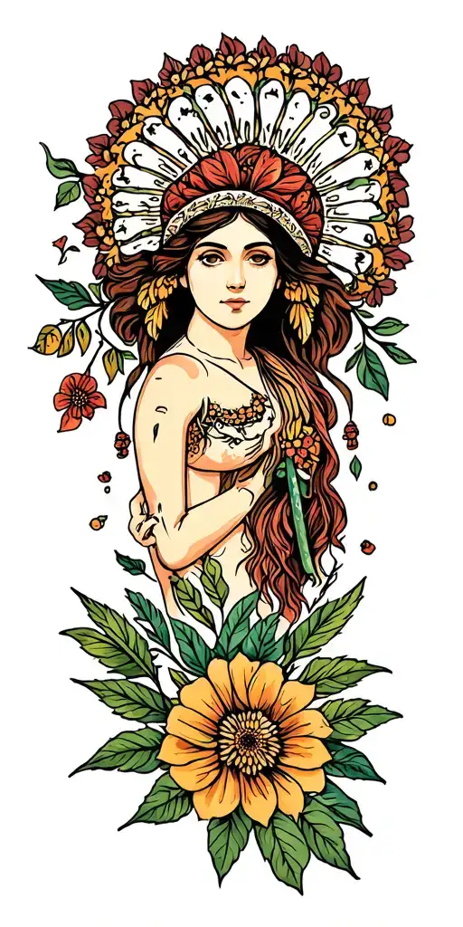 Mexican culture Christianity and nature inspired tattoo tattoo design idea